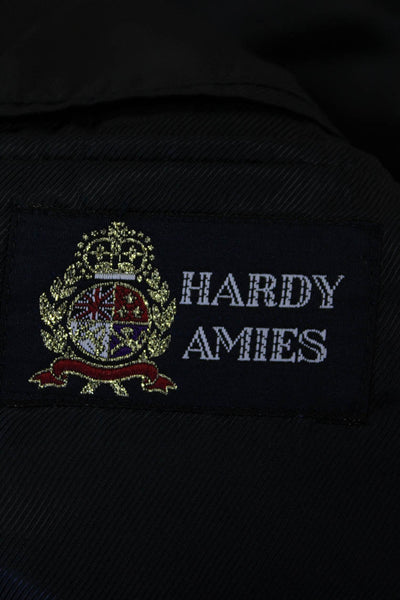 Hardy Amies Men's Long Sleeves Lined Two Button Basic Jacket Navy Blue Size 44