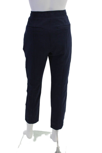 Anthropologie Womens Button Fly High Rise Straight Leg Twill Pants Navy Size 10