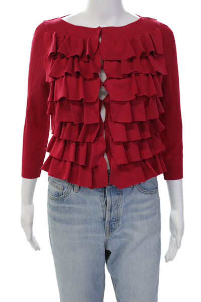 Giambattista Valli Womens Silk Tiered Cardigan Sweater Pink Size Extra Small