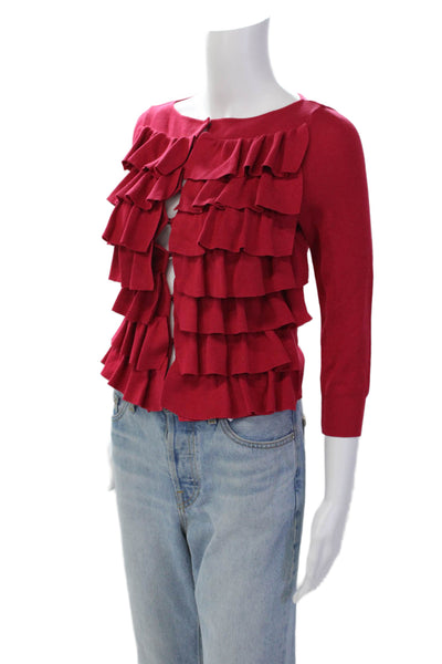 Giambattista Valli Womens Silk Tiered Cardigan Sweater Pink Size Extra Small