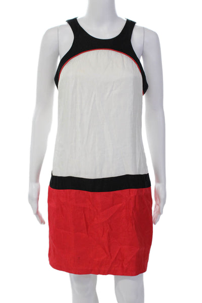 Alexia Admor Womens Sleeveless Knee Length Sheath Dress White Red Size Small
