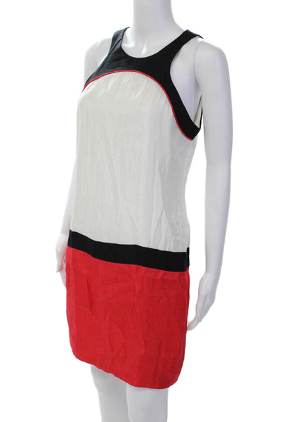 Alexia Admor Womens Sleeveless Knee Length Sheath Dress White Red Size Small
