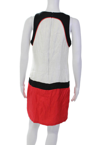 Alexia Admor Womens Sleeveless Knee Length Sheath Dress White Red Size Small