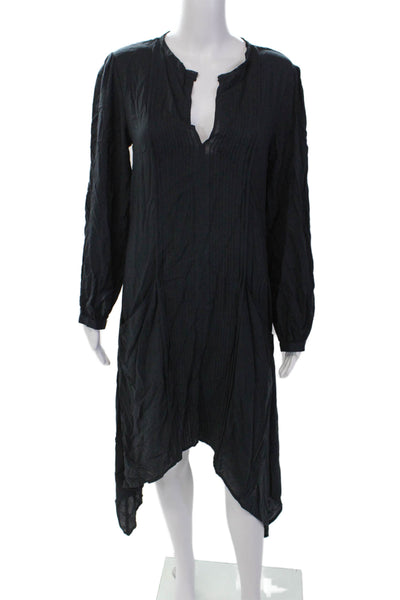 Vix Paula Hermanny Womens V Neck Long Sleeves Sun Dress Black Size Medium