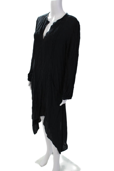 Vix Paula Hermanny Womens V Neck Long Sleeves Sun Dress Black Size Medium