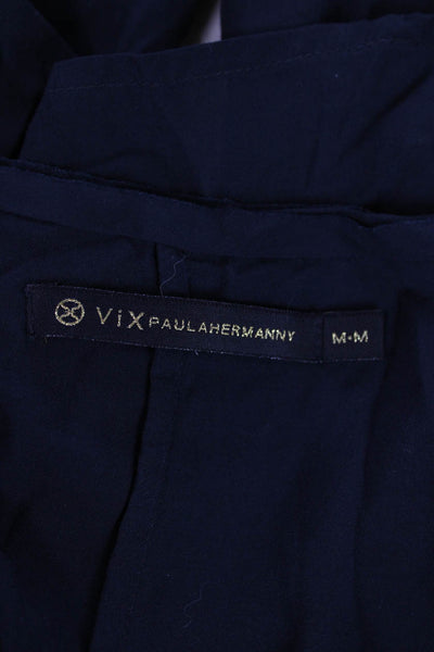 Vix Paula Hermanny Womens V Neck Long Sleeves Sun Dress Black Size Medium
