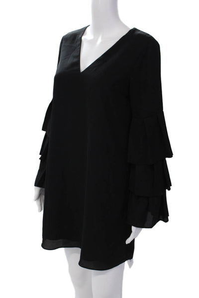 Bailey 44 Womens V Neck Long Tiered Ruffled Sleeves Dress Black Size Small