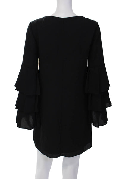 Bailey 44 Womens V Neck Long Tiered Ruffled Sleeves Dress Black Size Small