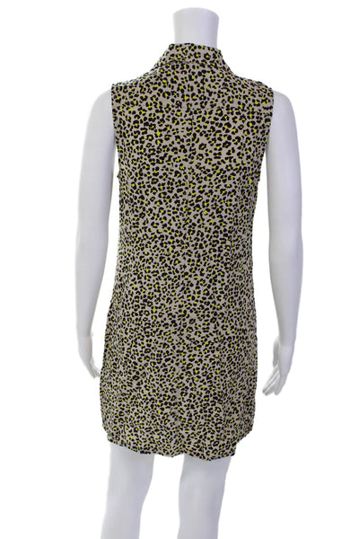 Equipment Femme Womens Silk Animal Print Shirt Dress Beige Size Extra Small