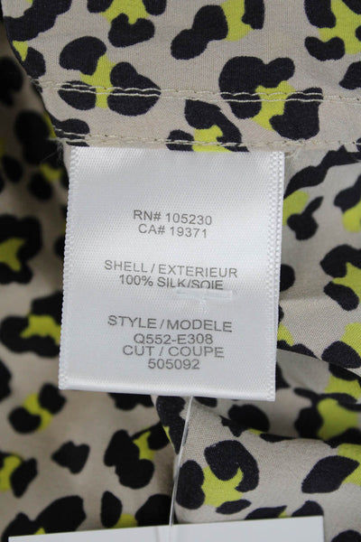 Equipment Femme Womens Silk Animal Print Shirt Dress Beige Size Extra Small