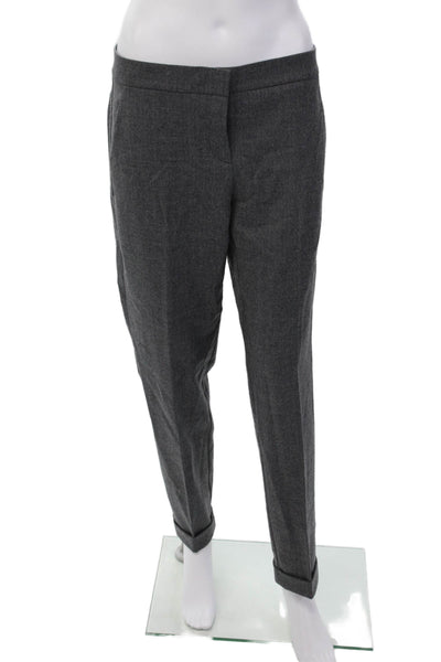 DKNY Womens High Rise Cuffed Slim Leg Creased Dress Pants Gray Wool Size 8
