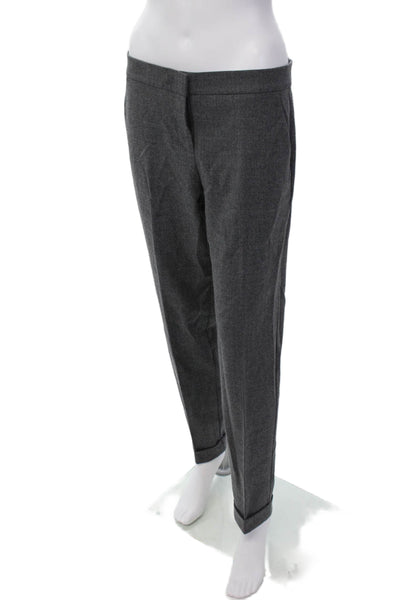 DKNY Womens High Rise Cuffed Slim Leg Creased Dress Pants Gray Wool Size 8