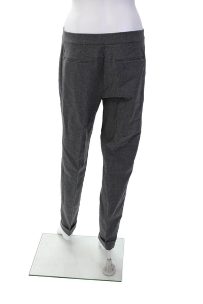 DKNY Womens High Rise Cuffed Slim Leg Creased Dress Pants Gray Wool Size 8