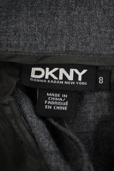 DKNY Womens High Rise Cuffed Slim Leg Creased Dress Pants Gray Wool Size 8