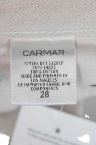 Carmar Womens Denim Raw Hem Button Up Shorts Pink Grey Cotton Size 28