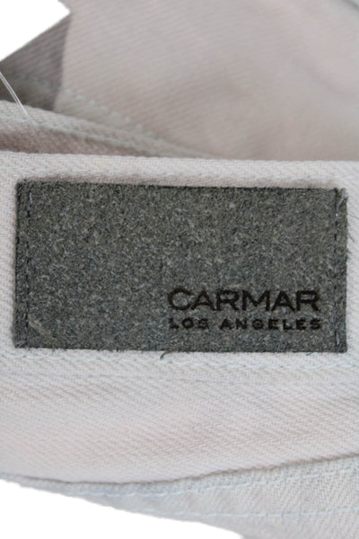 Carmar Womens Denim Raw Hem Button Up Shorts Pink Grey Cotton Size 28