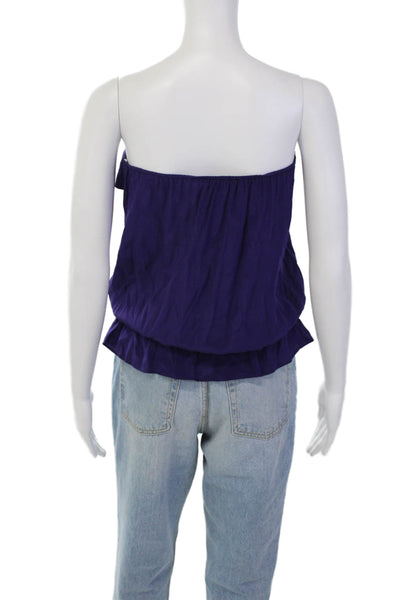 Karina Grimaldi Womens Silk Strapless Chain Link Blouse Purple Size Small