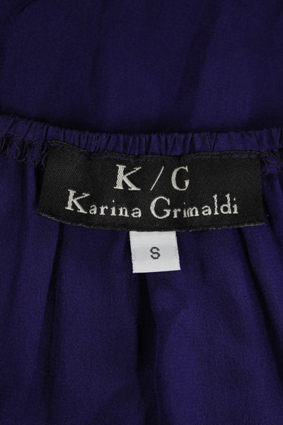 Karina Grimaldi Womens Silk Strapless Chain Link Blouse Purple Size Small