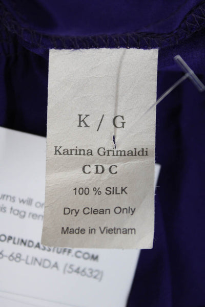 Karina Grimaldi Womens Silk Strapless Chain Link Blouse Purple Size Small