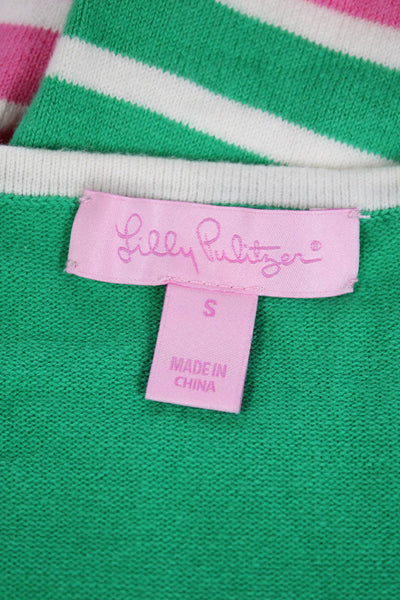 Lilly Pulitzer Womens Striped Long Sleeves Sweater Green White Cotton Size Small