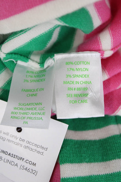 Lilly Pulitzer Womens Striped Long Sleeves Sweater Green White Cotton Size Small