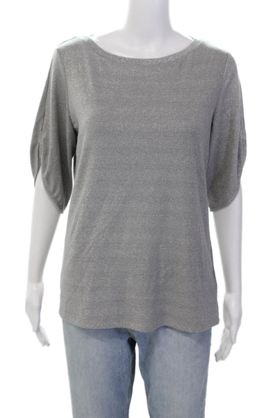 Reiss Womens 3/4 Sleeves Pullover Crew Neck Sweater Gray Silver Size Small