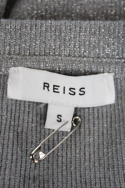 Reiss Womens 3/4 Sleeves Pullover Crew Neck Sweater Gray Silver Size Small
