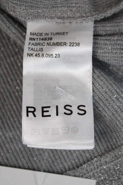 Reiss Womens 3/4 Sleeves Pullover Crew Neck Sweater Gray Silver Size Small