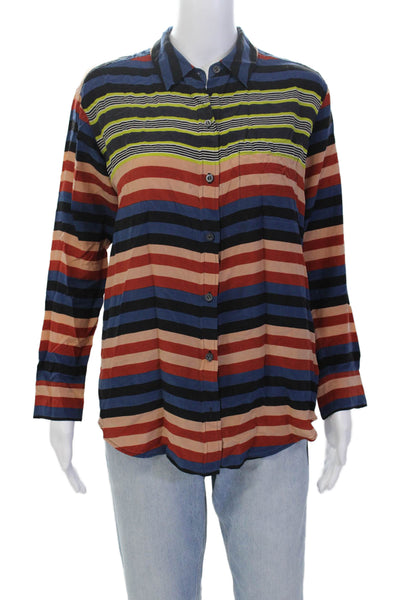 Equipment Femme Womens Striped Button Down Blouse Multi Colored Size Extra Small