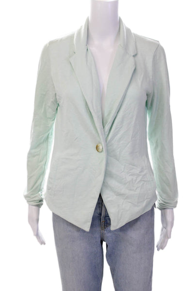 Lilla P Womens Single Button Jacket Pastel Bright Blue Cotton Size Medium