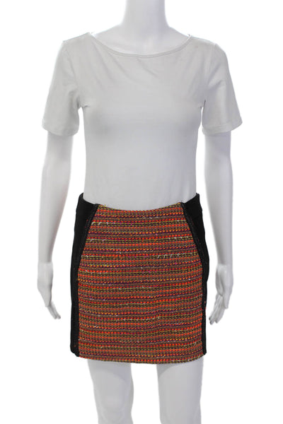 Rachel Rachel Roy Womens Tweed Front Mini Skirt Black Multi Colored Size 4