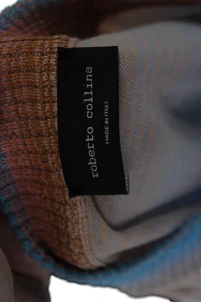 Roberto Collina Womens Cotton Short Sleeve Striped Knit Top Multi Size S