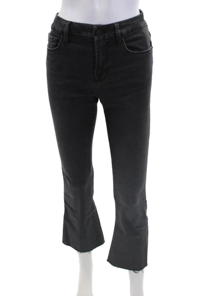 Frame Womens Cotton Zippered Mid-Rise Le Crop Mini Bootcut Jeans Black Size 26