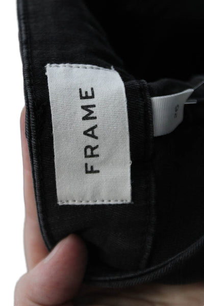 Frame Womens Cotton Zippered Mid-Rise Le Crop Mini Bootcut Jeans Black Size 26
