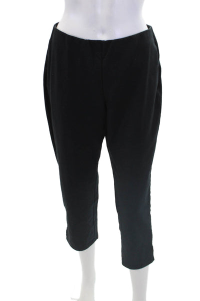 Eileen Fisher Women's Pull-On Flat Front Straight Leg Casual Pants Black Size PM