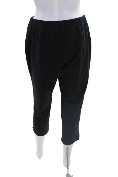 Eileen Fisher Women's Pull-On Flat Front Straight Leg Casual Pants Black Size PM