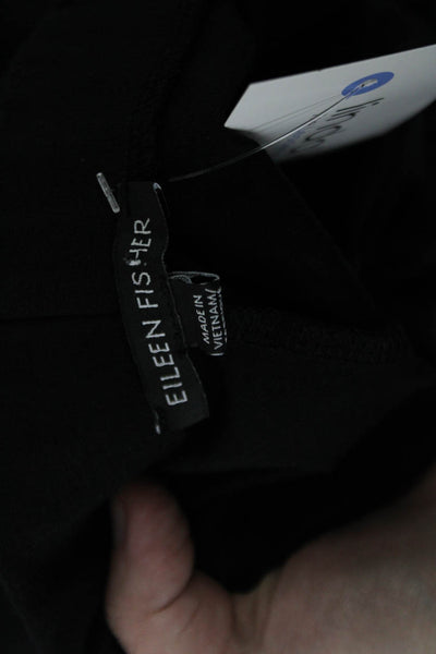 Eileen Fisher Women's Pull-On Flat Front Straight Leg Casual Pants Black Size PM