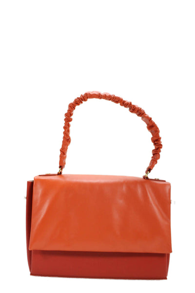Nico Giani Womens Interior Pocket Clutch Leather Crossbody Handbag Orange Size M