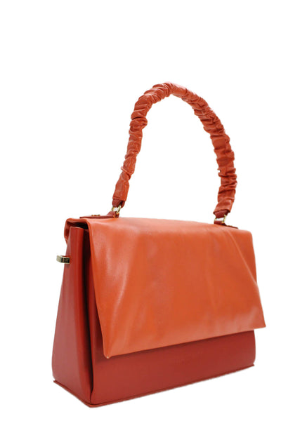 Nico Giani Womens Interior Pocket Clutch Leather Crossbody Handbag Orange Size M