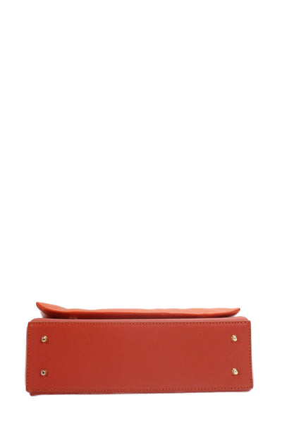Nico Giani Womens Interior Pocket Clutch Leather Crossbody Handbag Orange Size M