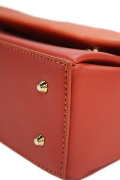 Nico Giani Womens Interior Pocket Clutch Leather Crossbody Handbag Orange Size M