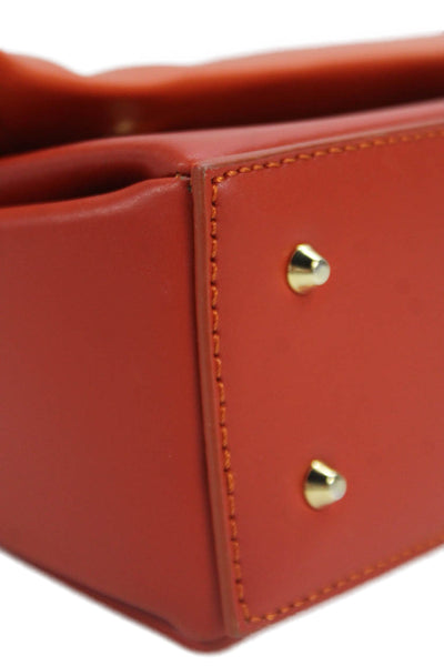 Nico Giani Womens Interior Pocket Clutch Leather Crossbody Handbag Orange Size M