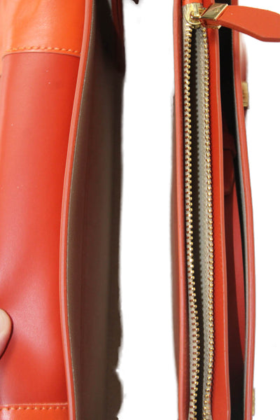 Nico Giani Womens Interior Pocket Clutch Leather Crossbody Handbag Orange Size M