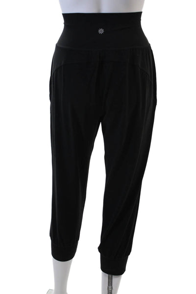 Athleta Womens Elastic Waist Tapered Jogger Pants Black Size M