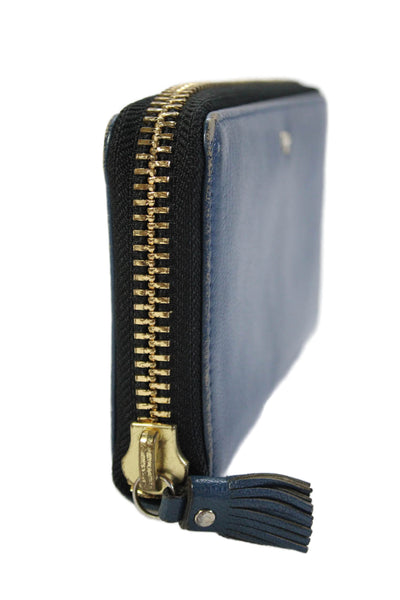 Anya Hindmarch Womens Leather Zipper Closure Rectangle Wallet Blue 7.5"