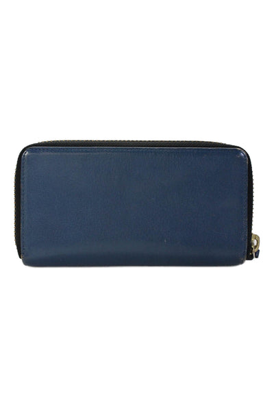 Anya Hindmarch Womens Leather Zipper Closure Rectangle Wallet Blue 7.5"