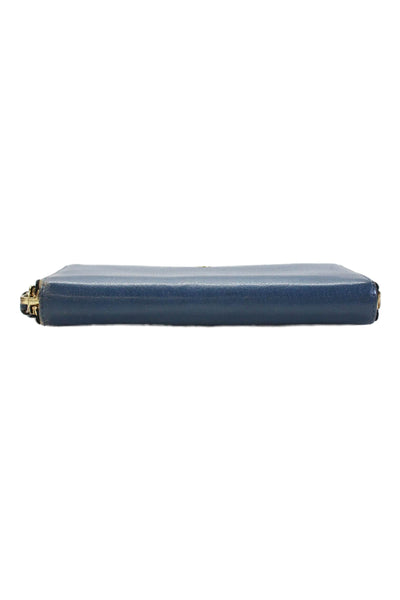 Anya Hindmarch Womens Leather Zipper Closure Rectangle Wallet Blue 7.5"