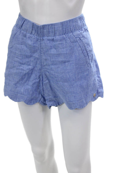Lilly Pulitzer Women's Elastic Waist Scallop Hem Pockets Shorts Blue Size S