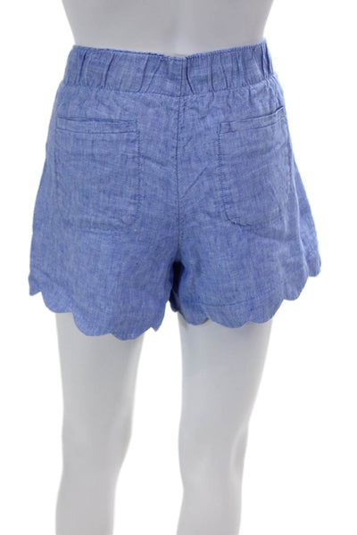 Lilly Pulitzer Women's Elastic Waist Scallop Hem Pockets Shorts Blue Size S