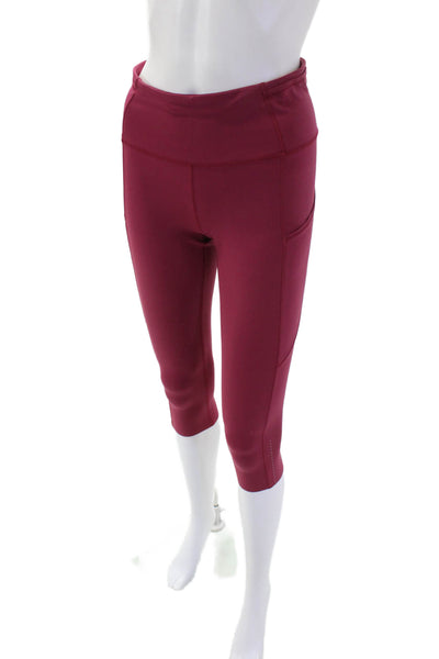 Lululemon Womens Capri Pockets Elastic High Waisted Leggings Pink Size 6